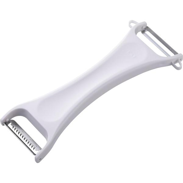 貝印 KAI 皮むき 千切り 両方使える 両用 ピーラー 皮むき器 千切り器 じゃがいも 芽取り付 KAI KITCHEN ホワイト 日本製 DH8014