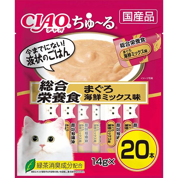 他サイト： いなば CIAO ちゅ〜る 総合栄養食 まぐろ 海鮮ミックス味 14g×20本(12600227)の商品画像