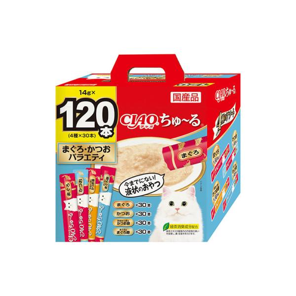 他サイト： いなば CIAO ちゅ〜る まぐろ・かつおバラエティ 14g×120本 (12603320) [まぐろ / まぐろ節 / かつお / 宗田かつお ]の商品画像