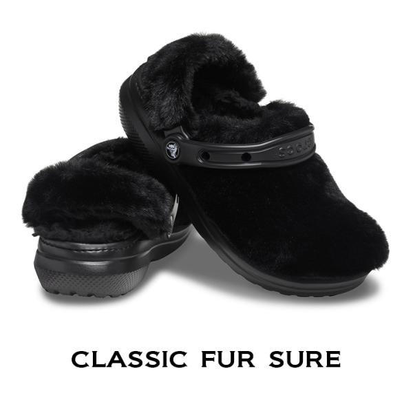 クロックス crocs【メンズ レディース ボア】Classic Fur Sure/クラシック ファーシュアー/ブラック｜**