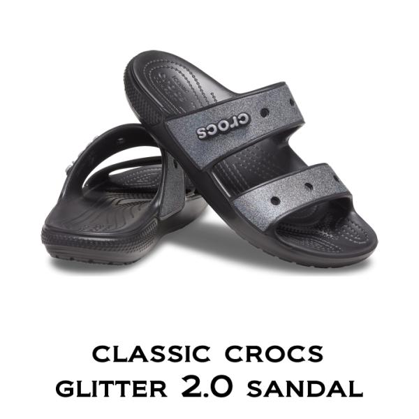 クロックス crocs【メンズ レディース サンダル】Classic Crocs Glitter2 Sandal/クラシック クロックグリッター2 サンダル/ブラック｜**