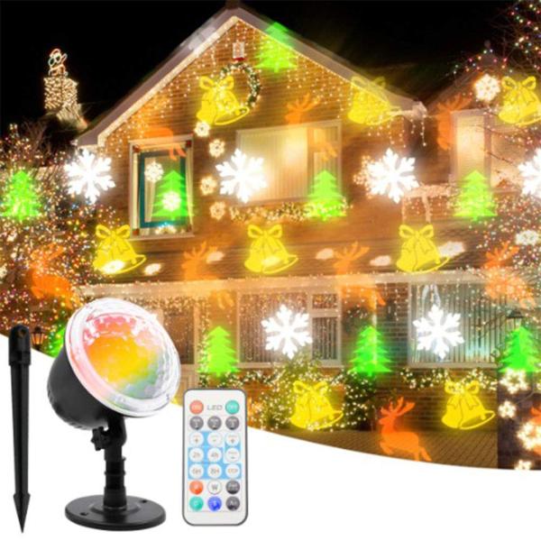 ハロウィンクリスマスプロジェクターライト、屋外で雪が降るLEDプロジェクターライトの移動、防水リモコンLED景観ライト180°回転装飾照明