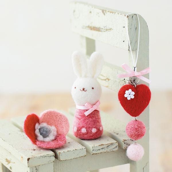 ハートのストラップ お花のブローチ ウサギ 手作りキット 手芸用品 フェルト羊毛 手作り H Fanmary ファンメアリー 通販 Yahoo ショッピング
