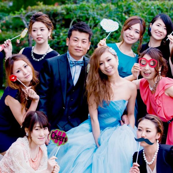 Mr S フォトプロップス 6本セット 演出アイテム 結婚式 披露宴 ひげ 帽子 小道具 メガネ L 各卓スナップ 新発売 記念撮影 おもしろい 蝶ネクタイ