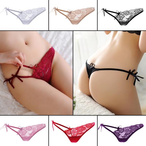 セクシーランジェリー セクシーショーツ 勝負下着 セクシー Tバック 股割れショーツ リボン 刺繍レース 透け感 シースルー 7色「爆買」