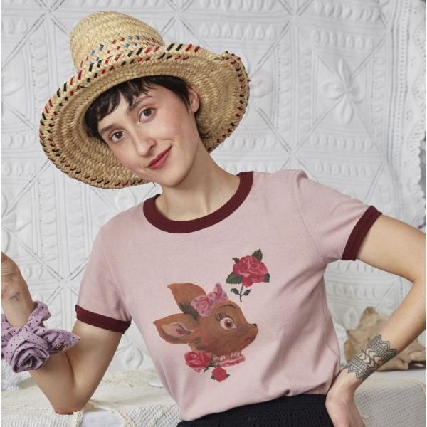 ナタリー・レテ Tシャツ ローズ・バンビ　リボン・バンビのプルオーバー