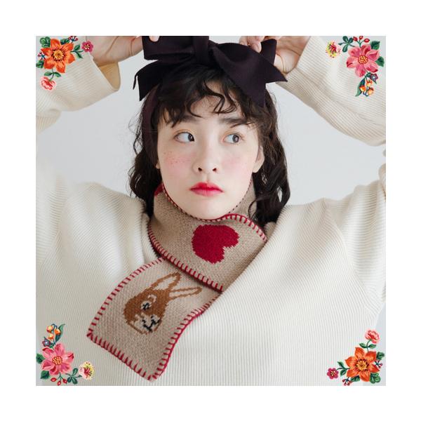 【NILEPERCH】うさぎハートマフラー スタイ付 ナタリー・レテ マフラー ハート・バニー うさぎとハートのマフラー