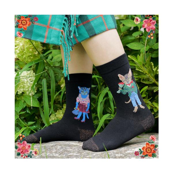 ナタリー・レテ ソックス キャット・カップル 猫の恋人たち靴下