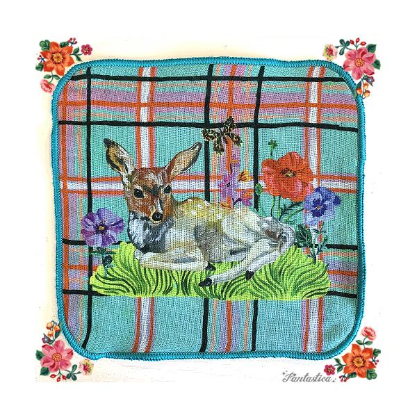 ナタリー・レテ ガーゼ・ハンド・タオル バンビ 小鹿のタオルハンカチ