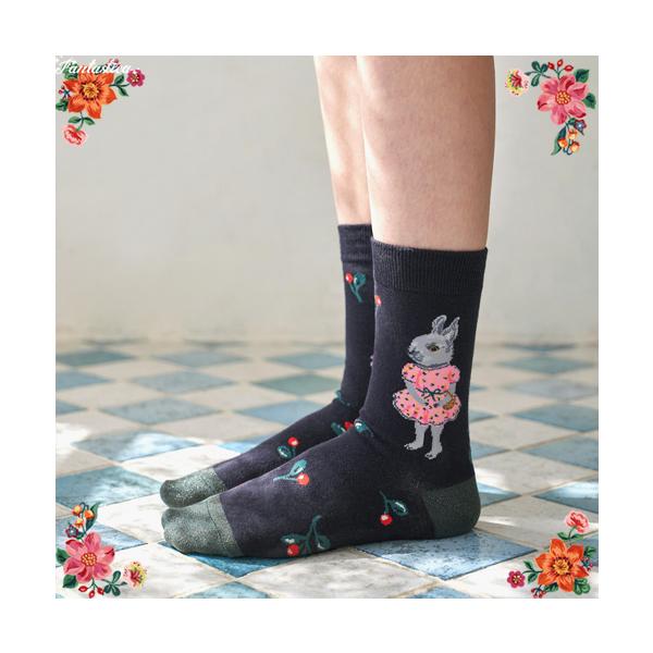 Nathalie Lete（ナタリーレテ） ソックス チェリー・バニー さくらんぼ