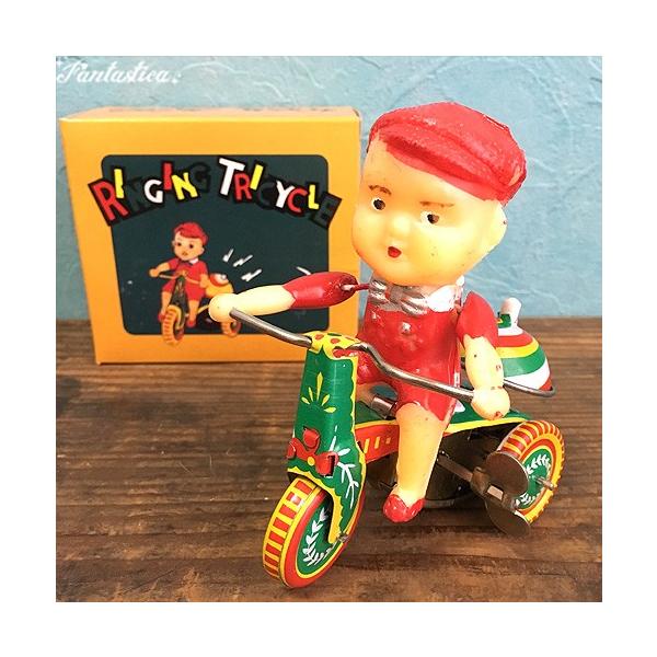 アンティーク・ティントイ チャイルド三輪車 ブリキのゼンマイ・ト