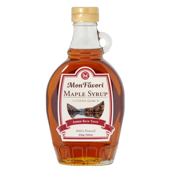 他サイト： モンファボリ メープルシロップ 330g 瓶 ワンタッチ式キャップ [ カナダ産 グレードA アンバーリッチテイスト ]の商品画像