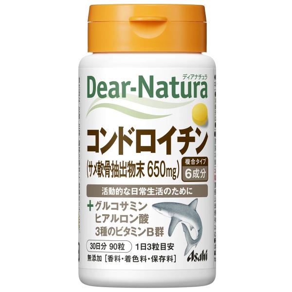 内容量 : 90粒 原材料 : コンドロイチン含有サメ軟骨抽出物、ヒアルロン酸、セルロース、グルコサミン(エビ・カニ由来)、ビタミンB1、デンプングリコール酸ナトリウム、ビタミンB6、ビタミンB2、ステアリン酸Ca、セラック 栄養成分 : ...