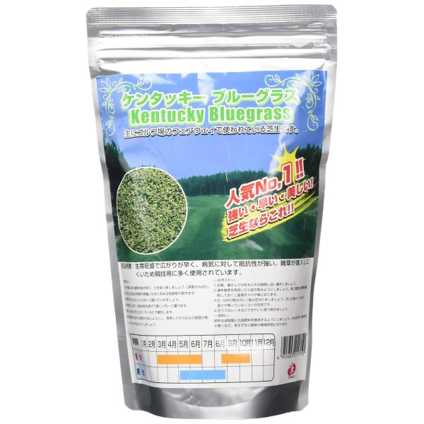 ケンタッキーブルーグラスの種子が１L入っています。生育旺盛で広がりが早く、病気に対して抵抗性が強い。雑草が侵入しにくいため競技場に多く使用されています。(ゴルフ場フェアウェイなど)播時:3~5、9~11月播種目安:1Lで約13~15cc。