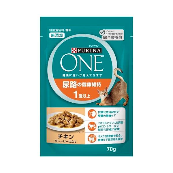 他サイト： ピュリナ ワンキャット パウチ 尿路の健康維持 1歳以上 チキン グレービー仕立て 70g×12個 (まとめ買い)の商品画像