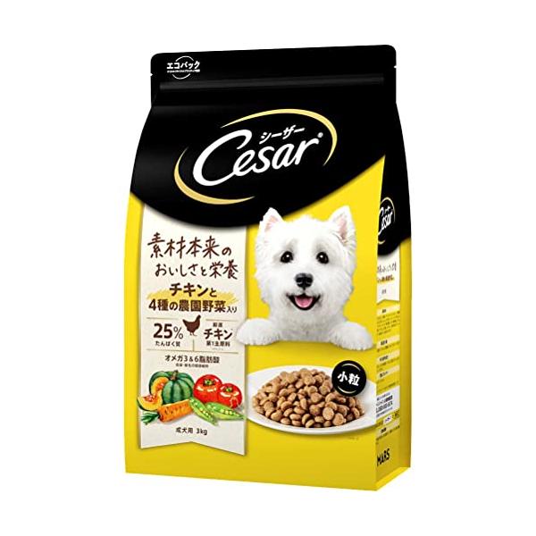 他サイト： シーザードライ 成犬用 小粒 ドッグフード チキンと4種の農園野菜入り 3kgの商品画像