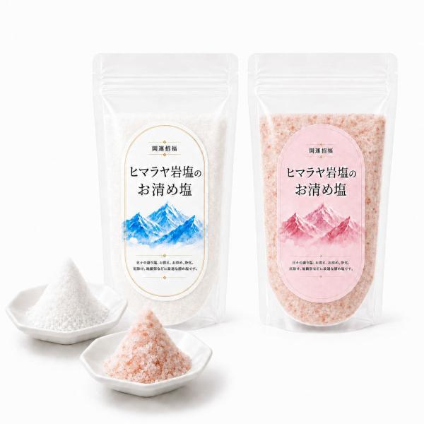 ヒマラヤ岩塩の清め塩 盛り塩 粗塩 紅白 500g ピンクソルト ホワイトソルト パワーストーン 浄化 開運 招福 魔除け お清め塩 清めの塩 開運グッズ 結界 八角