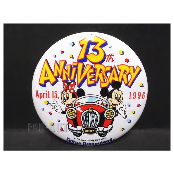 TDL 13周年記念 1996年 ミッキー&ミニー 缶バッジ 缶バッチ ディズニー