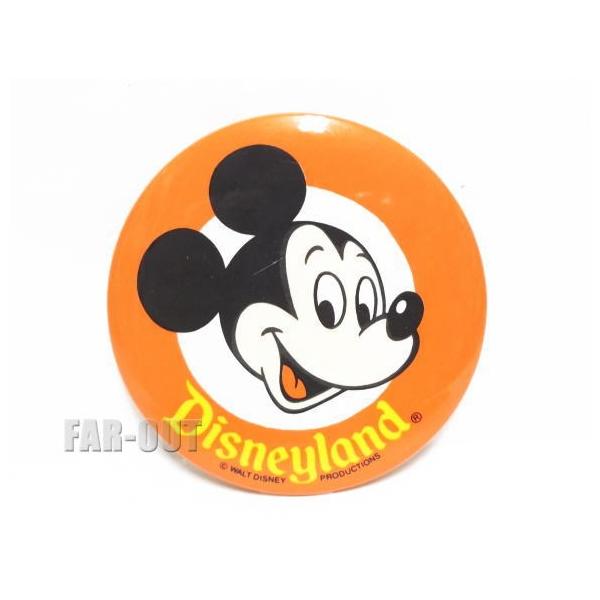 ミッキー フェイス Disneyland ヴィンテージ ラージサイズ 缶バッジ 缶