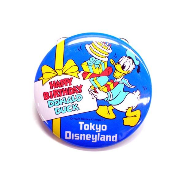 TDL ドナルド ハッピー バースデー 1986年 缶バッジ 缶バッチ