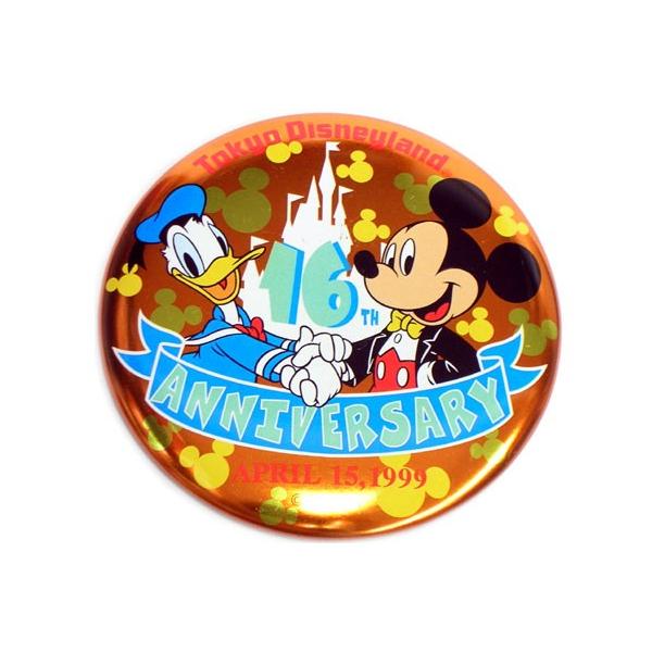 TDL 16周年記念 1999年 ミッキー&ドナルド 缶バッジ 缶バッチ