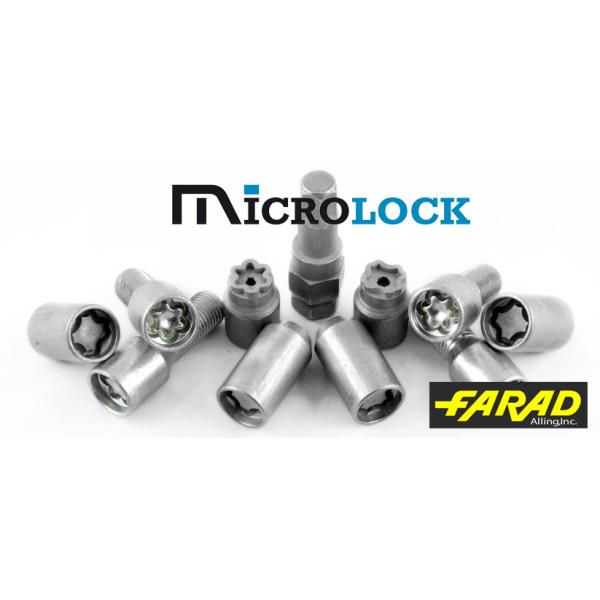 ベンツ BMW VW 小径ボルト穴ホイール用ロックナット 外径20mm M12xP1.5首下22mm 色シルバー スペアキー付 カーメーカー純正採用のFARAD