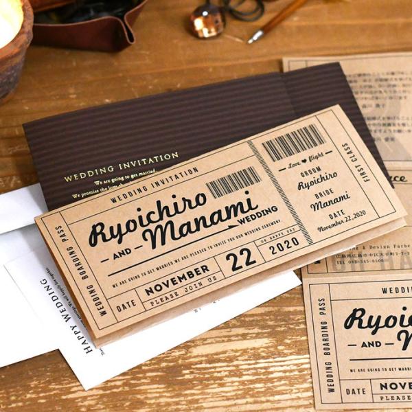 結婚式 披露宴 招待状 チケット風 クラフト ウェディング ブライダル