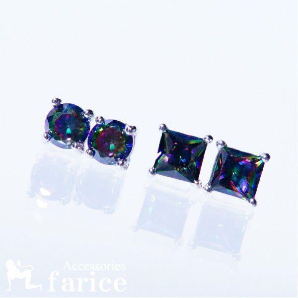 シルバー925 ミスティックトパーズ 4点爪留め 一粒 シンプル スタッド