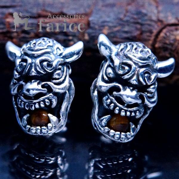 シルバーアクセサリー スタッド ピアス デビル 悪魔 鬼 牙