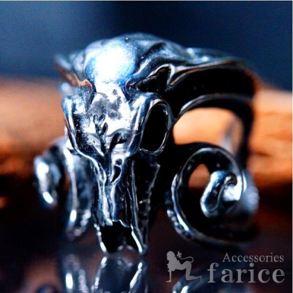 サタン(悪魔)モチーフ バッファロースカル(水牛の骸骨)デザイン ダブル