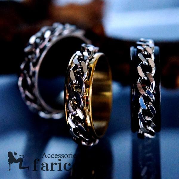 ルード系ハードスタイル 2面カット喜平チェーン装飾 回転するスピン