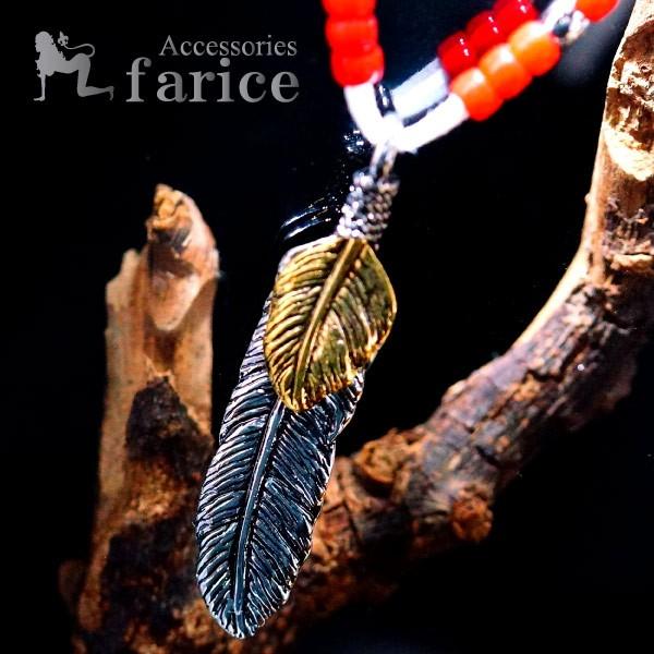 Indian Jewelry フェザー&ゴールドカラーイーグルハート(鷲の胸羽 