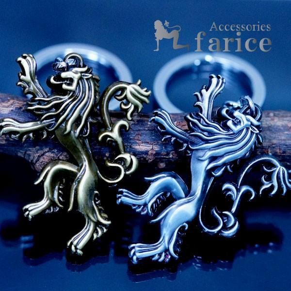 ライオン 獅子 アラベスク エンブレム キーホルダー キーリング