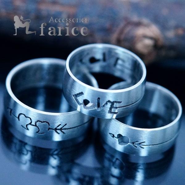 love メッセージ ハート 矢 アロー キューピット 彫り チタン リング