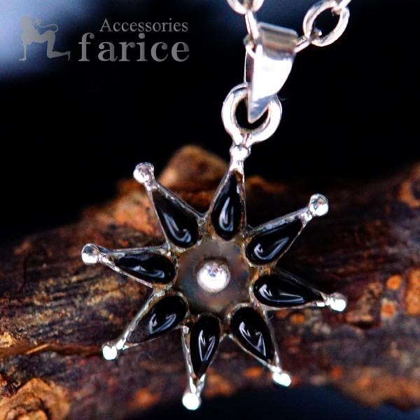 Indian Jewelry フラワー(花)デザイン オニキス・ニードルポイント装飾