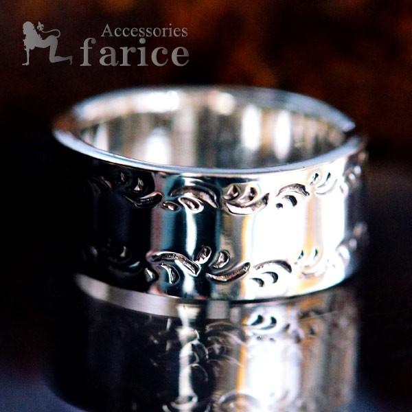 Indian Jewelry ツタ柄(植物)ラウンド2ライン彫り 銀光沢鏡面仕上げ