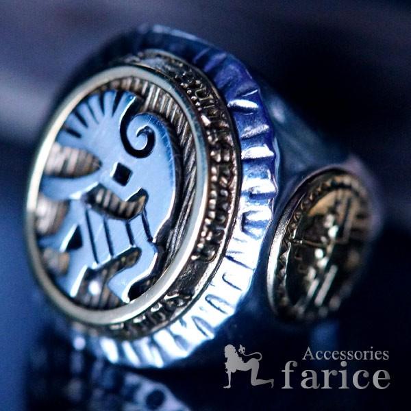 Indian Jewelry ココペリ(精霊)立体装飾 サンフェイス(太陽神)彫り