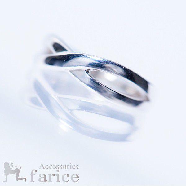 リボンデザイン シルバーリング クロスリボンデザインシルバーリング : アクセサリー通販 farice