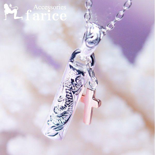 ハワイアンジュエリー カレイキニ(波模様)&ピンクゴールドミニクロス筒