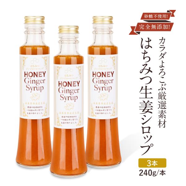 オーガニック はちみつ生姜シロップ 生姜シロップ 240g×3本 生姜 蜂蜜