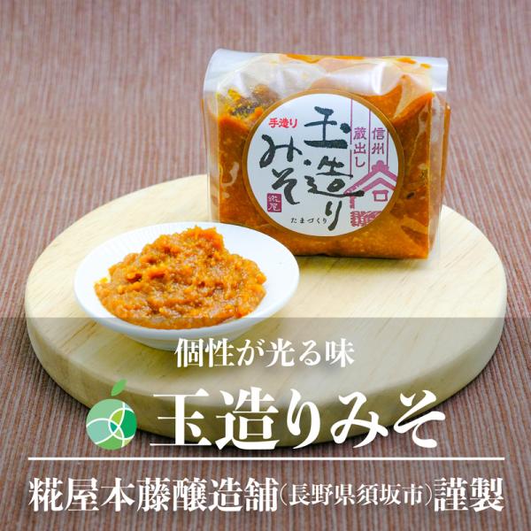 信州ソムリエみそ　玉造りみそ　5個セット　1袋約300g　信州味噌　長野県須坂市　糀屋本藤醸造舗　ギフト　プレゼント　贈り物