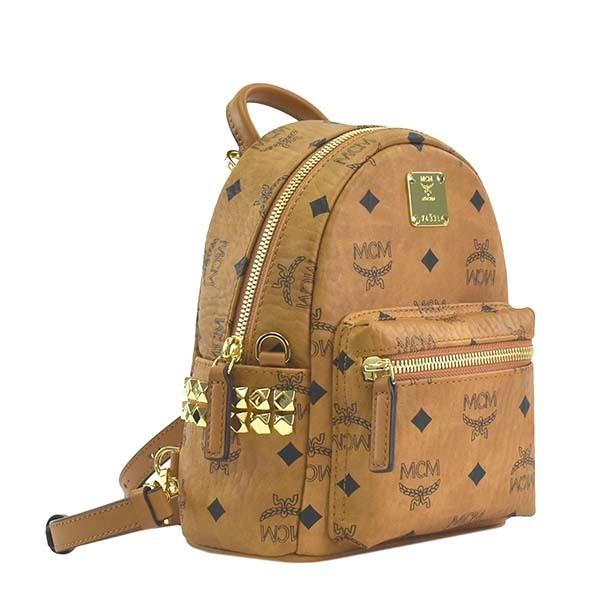 エムシーエム MCM バッグ バックパック リュックサック ミニリュック 2Way レディース キャメル ベージュ ゴールド モノグラム ロゴ  ブランド MMKAAVE13