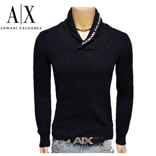 A|X Armani Exchange アルマーニエクスチェンジ ショールカラー リブセーター ロゴ 黒 ブラック メンズ AX 通販 正規品 新作  /【Buyee】 