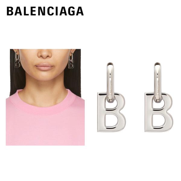 BALENCIAGA Silver XL B Chain Earrings 2021SS バレンシアガ シルバー 