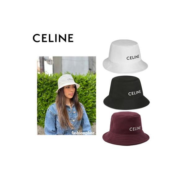 2colors】CELINE HOMME Logo-Print Cotton-Twill Bucket Hat 2021SS 