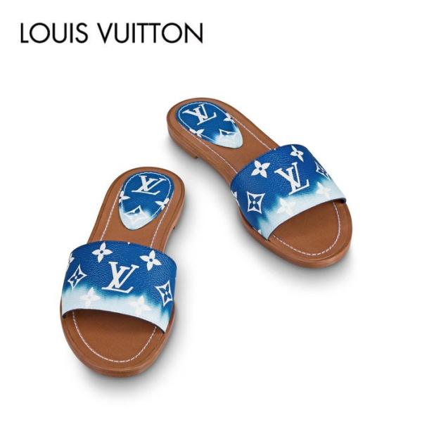 ブランド楽市xRAREMYLOUIS VUITTON ルイヴィトン LVサンセット ライン ミュール サンダル シルバー レザー By