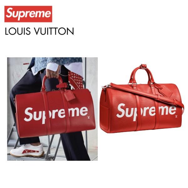 Louis Vuitton x Supreme Keepall Bandouliere Epi 45 Red ルイ・ヴィトン シュプリーム コラボ  ロゴ ボストンバッグ キーポル・バンドリエール45 エピ