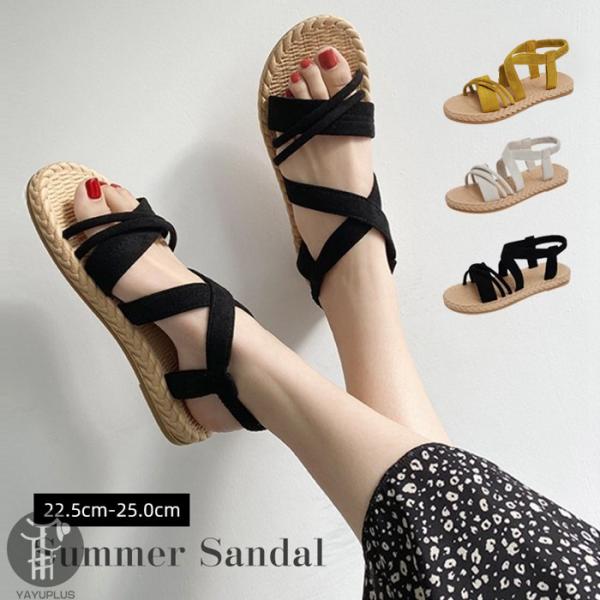 サンダル レディース 即納 ぺたんこ フラットサンダル レディース 靴 歩きやすい 美脚 靴 シューズ ローヒール Jinze70 ファッションリズム 通販 Yahoo ショッピング
