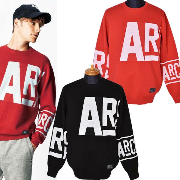 アルチビオ archivio メンズ ビッグロゴクルーネックセーター 丸首
