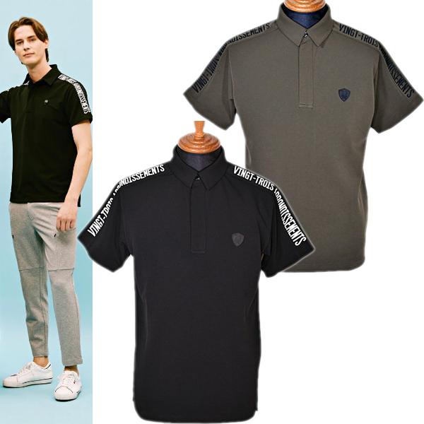 23区ゴルフ 23区GOLF メンズ 半袖サイドロゴライン入り部分メッシュ